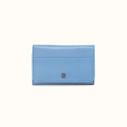 Jill Trifold Wallet In Polished Leather - Faded Denim