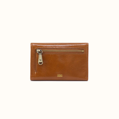 Jill Trifold Wallet In Polished Leather - Truffle