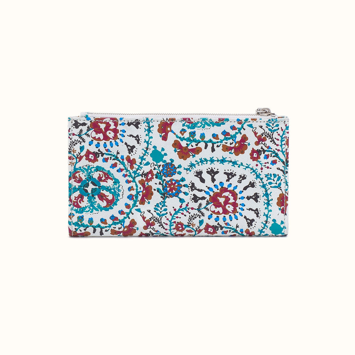 Jill Large Bifold Wallet in Printed Leather - Batik Blooms
