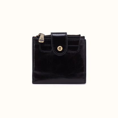 Dunn Mini Wallet In Polished Leather - Black