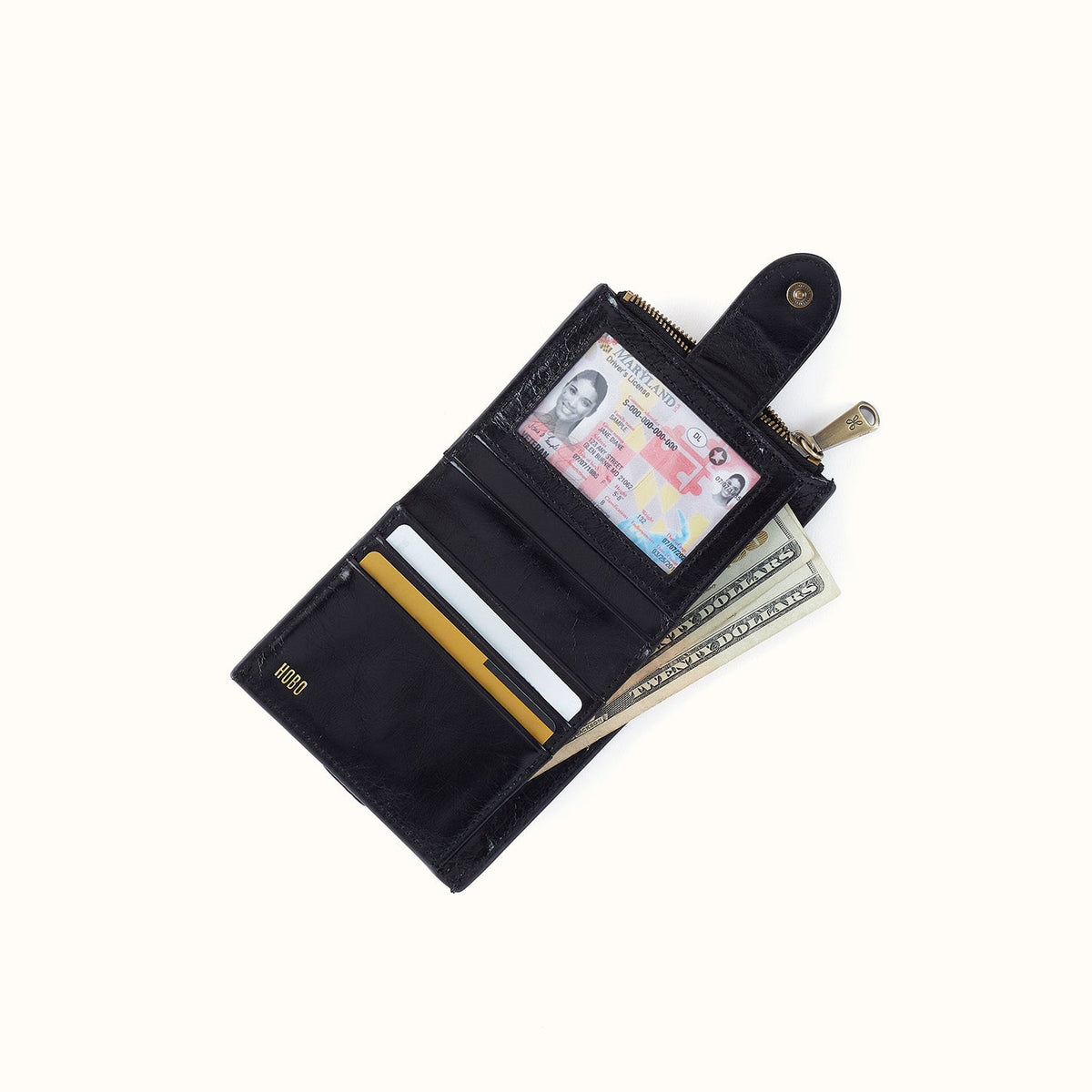 Dunn Mini Wallet In Polished Leather - Black