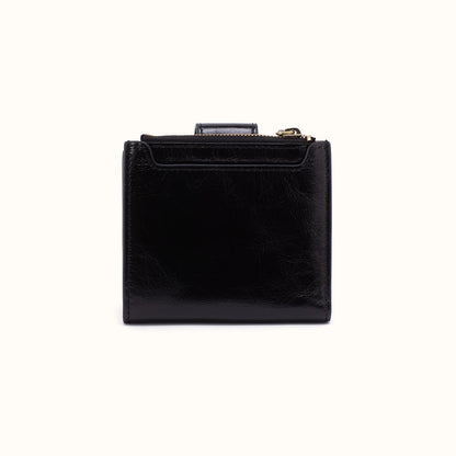 Dunn Mini Wallet In Polished Leather - Black