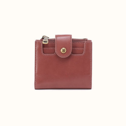 Dunn Mini Wallet In Polished Leather - Rosewood