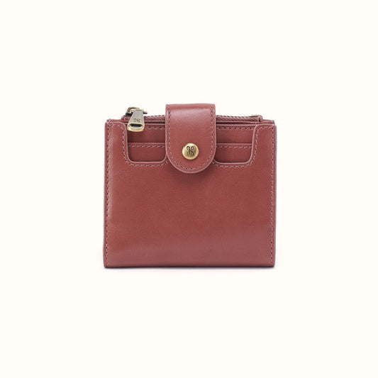 Dunn Mini Wallet In Polished Leather - Rosewood