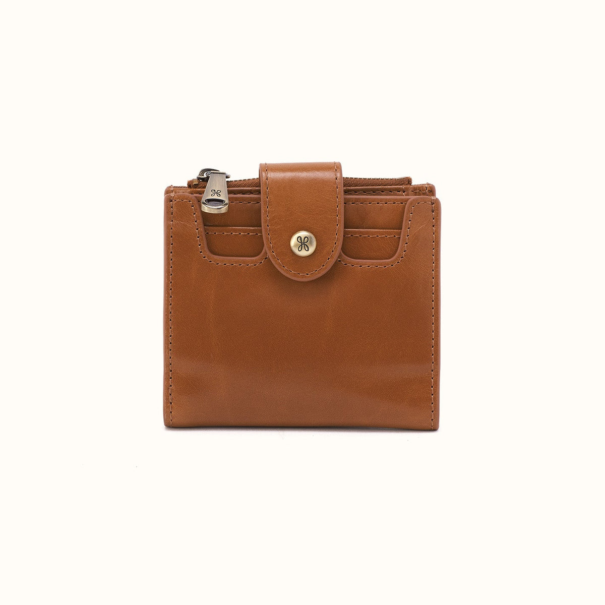 Dunn Mini Wallet In Polished Leather - Truffle