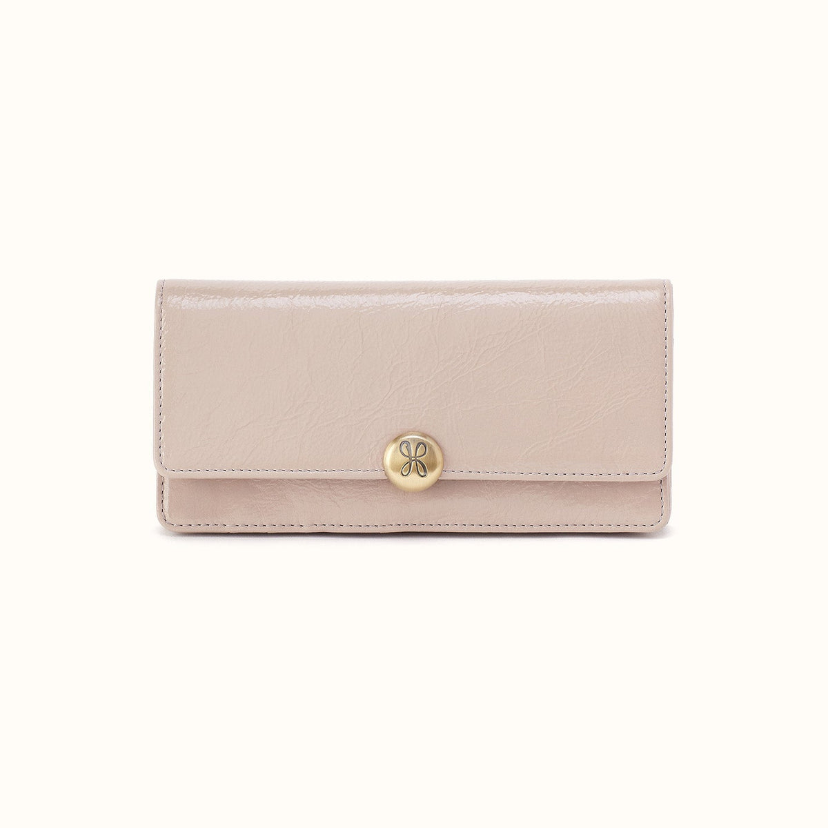 Hutton Large Wallet In Gloss Leather - Stone Gloss