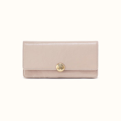 Hutton Large Wallet In Gloss Leather - Stone Gloss