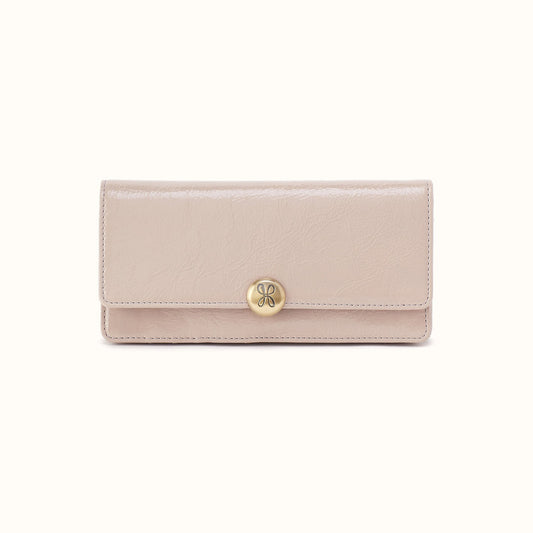 Hutton Large Wallet In Gloss Leather - Stone Gloss