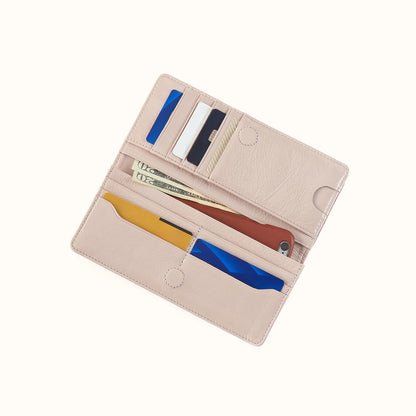 Hutton Large Wallet In Gloss Leather - Stone Gloss