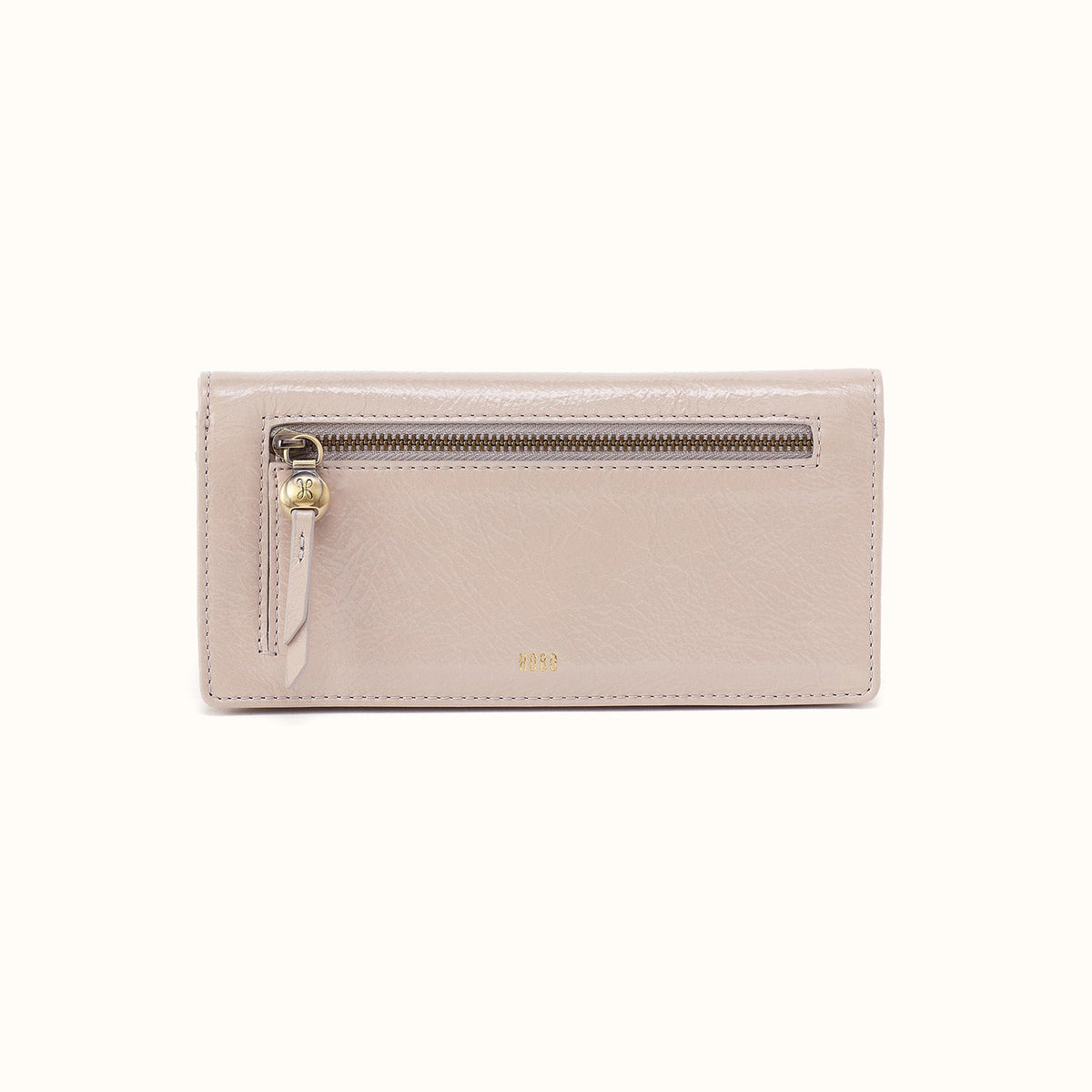 Hutton Large Wallet In Gloss Leather - Stone Gloss