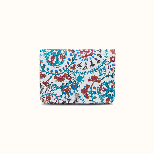 Jill Bifold Wallet in Printed Leather - Batik Blooms