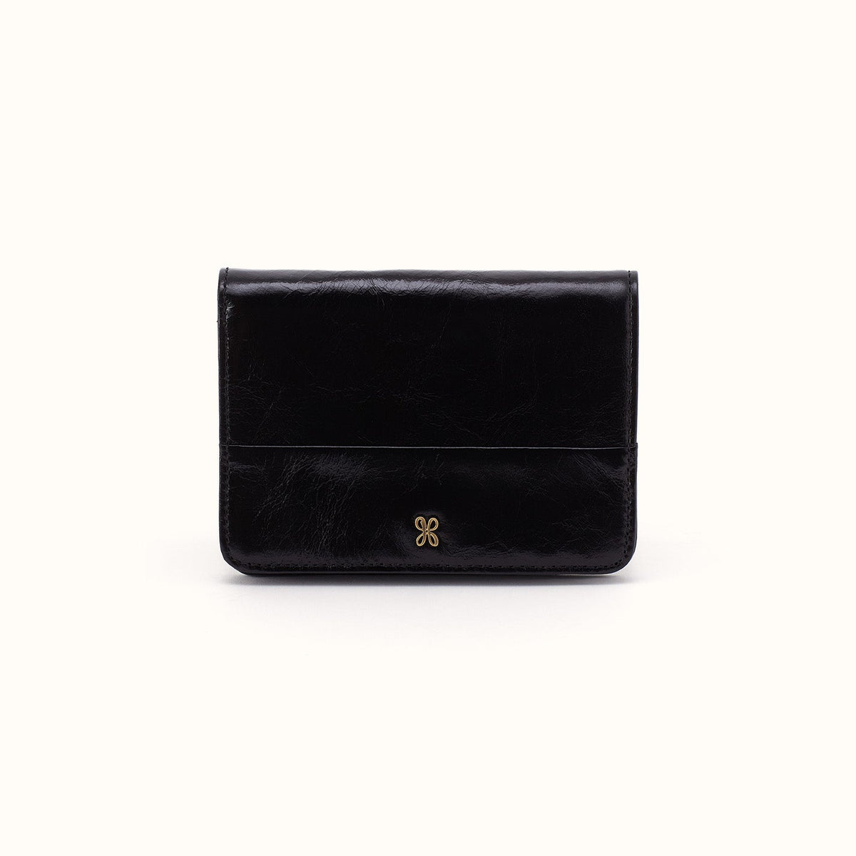 Jill Bifold Wallet In Polished Leather - Black