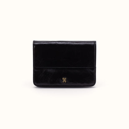 Jill Bifold Wallet In Polished Leather - Black