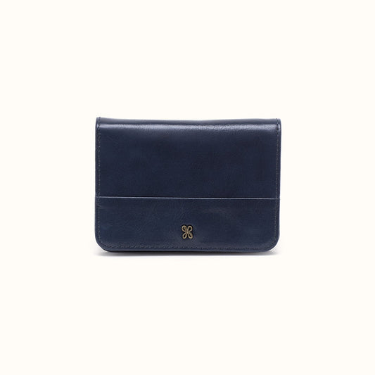 Jill Bifold Wallet In Polished Leather - Ink Navy