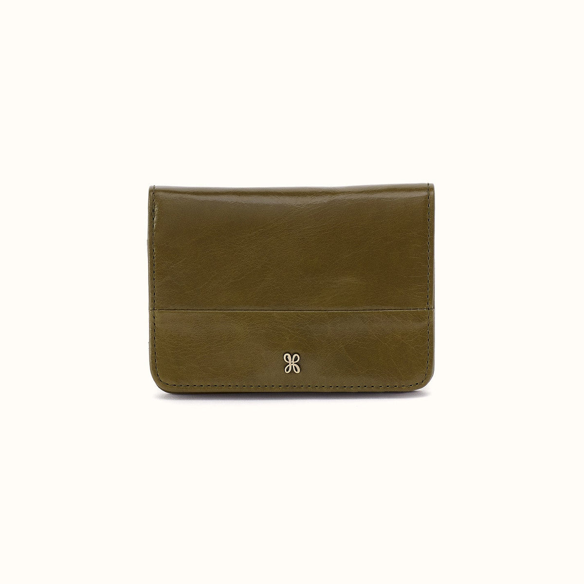 Jill Bifold Wallet In Polished Leather - Olive Veil