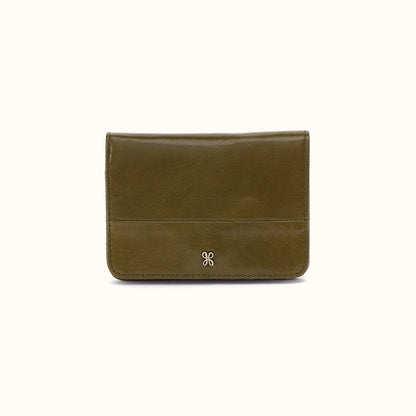 Jill Bifold Wallet In Polished Leather - Olive Veil