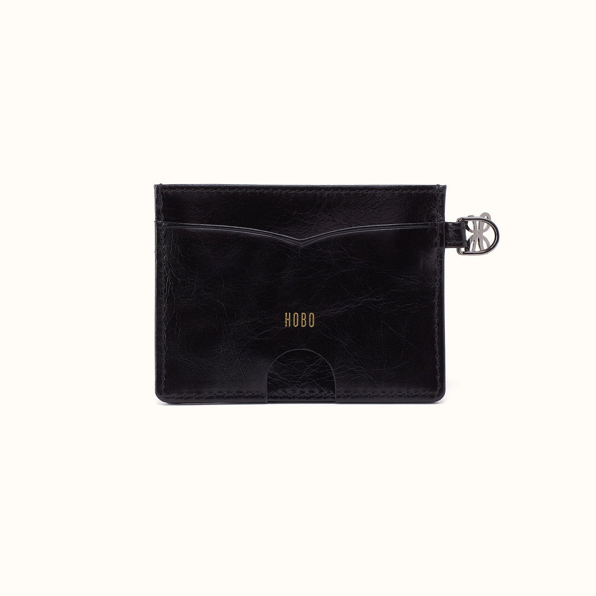 Charmed Card Case In Polished Leather - Black