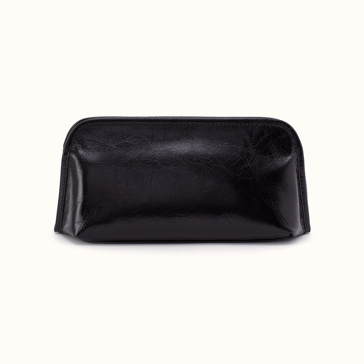 Beauty Brush Case In Polished Leather - Black