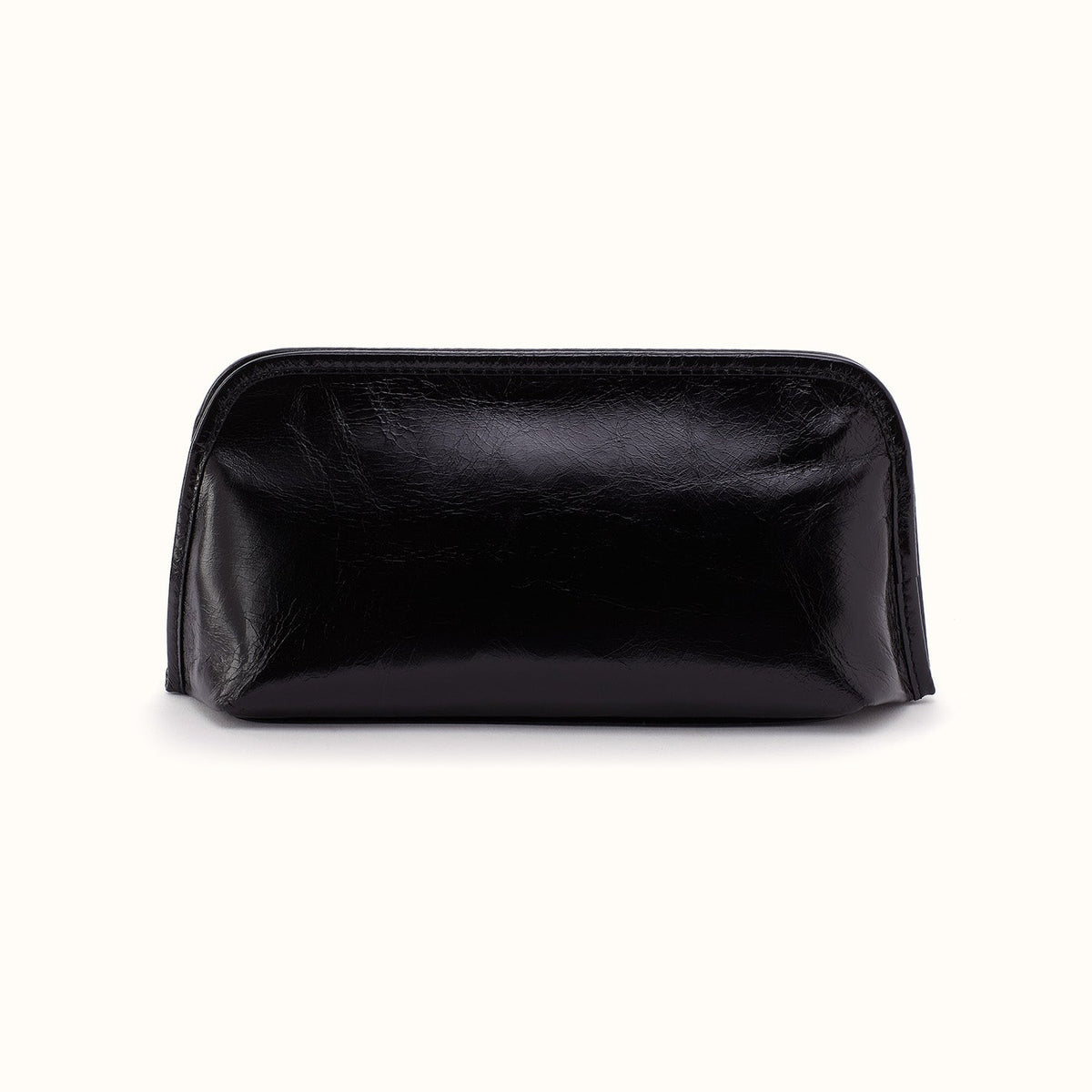 Beauty Brush Case In Polished Leather - Black
