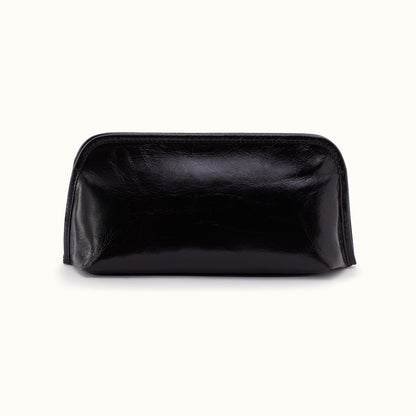 Beauty Brush Case In Polished Leather - Black