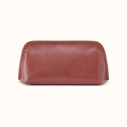 Beauty Brush Case In Polished Leather - Rosewood