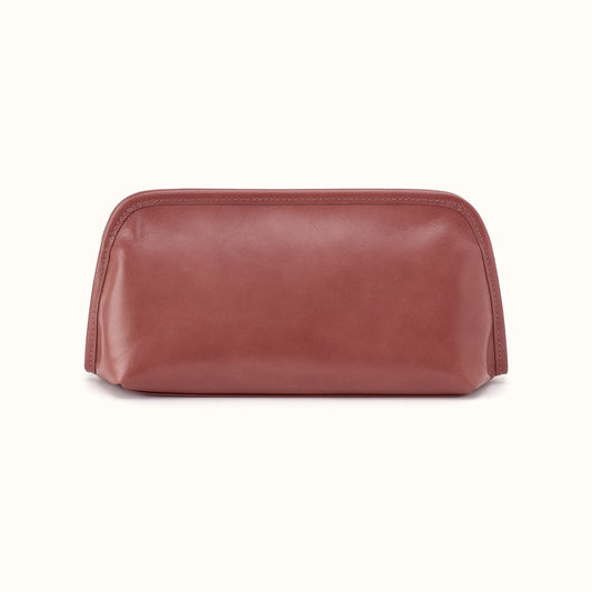 Beauty Brush Case In Polished Leather - Rosewood