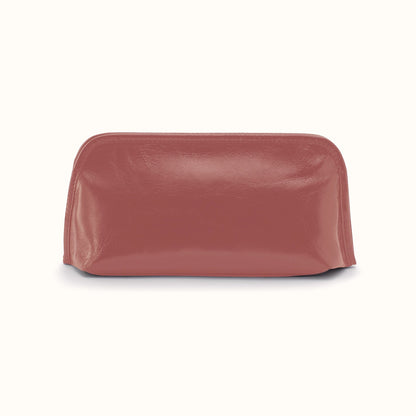 Beauty Brush Case In Polished Leather - Rosewood