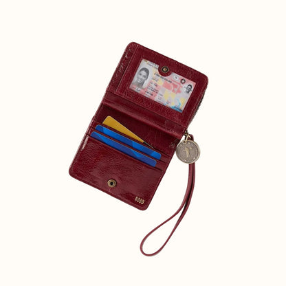 Coin Wristlet Wallet in Gloss Leather - Garnet Gloss