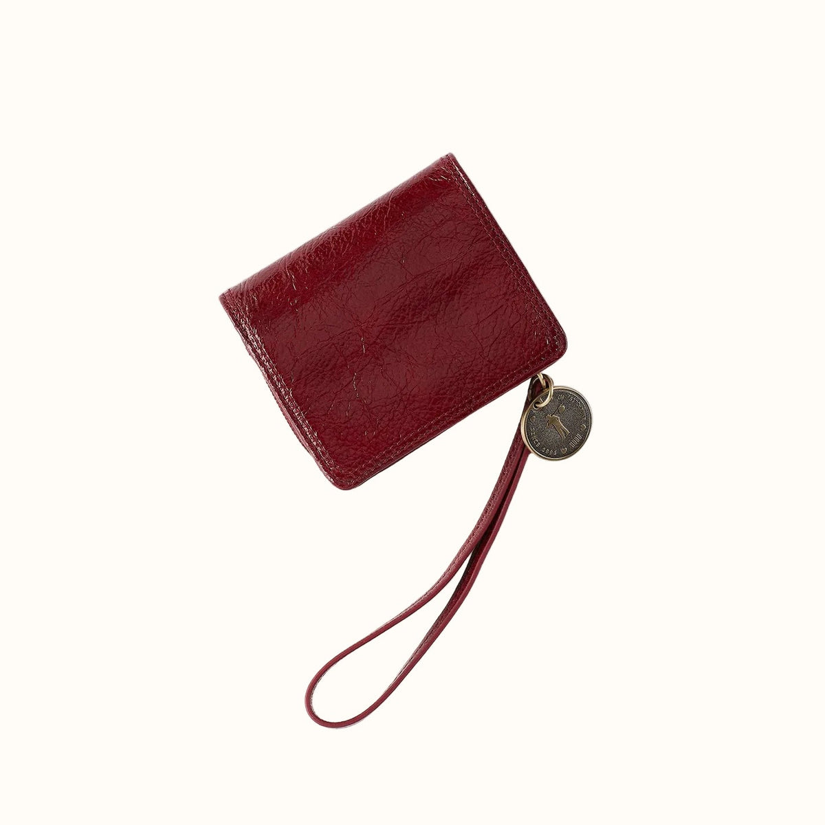 Coin Wristlet Wallet in Gloss Leather - Garnet Gloss