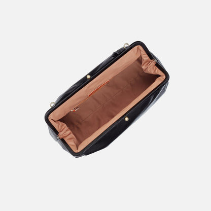 Alba Large With Single Strap In Polished Leather - Black