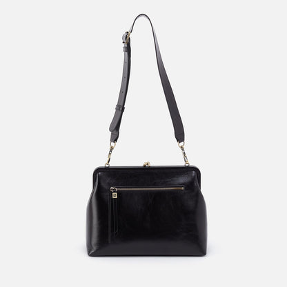 Alba Large With Single Strap In Polished Leather - Black