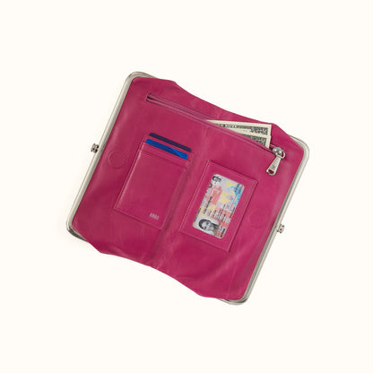 Lauren Clutch-Wallet in Polished Leather - Cactus Flower