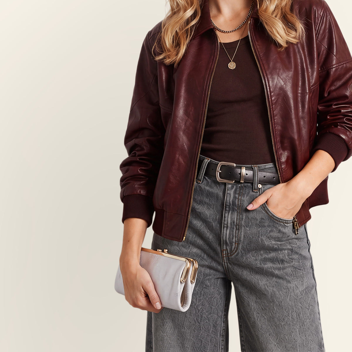 Lauren Clutch-Wallet In Metallic Leather - Sand Shimmer