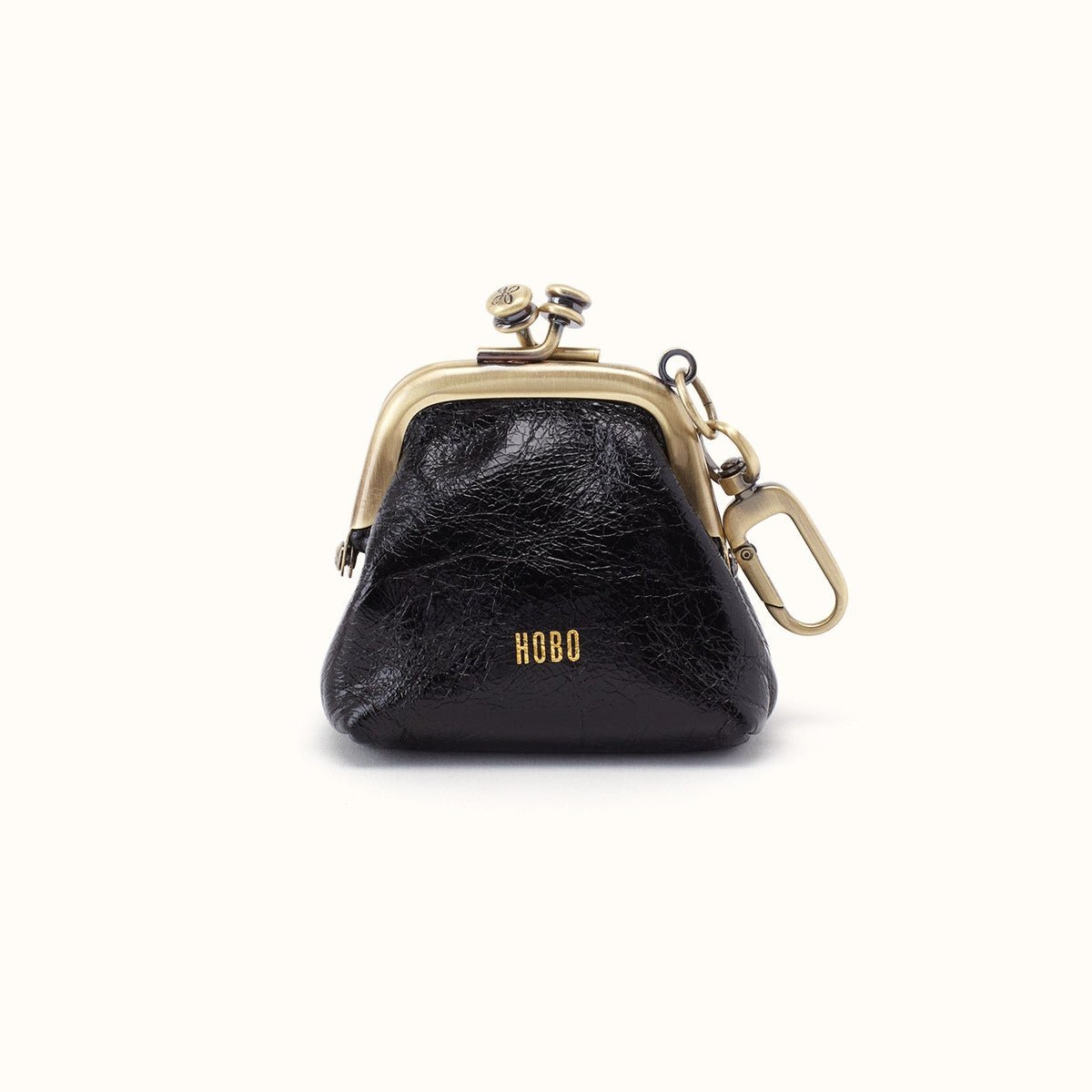 Run Frame Pouch In Polished Leather - Black