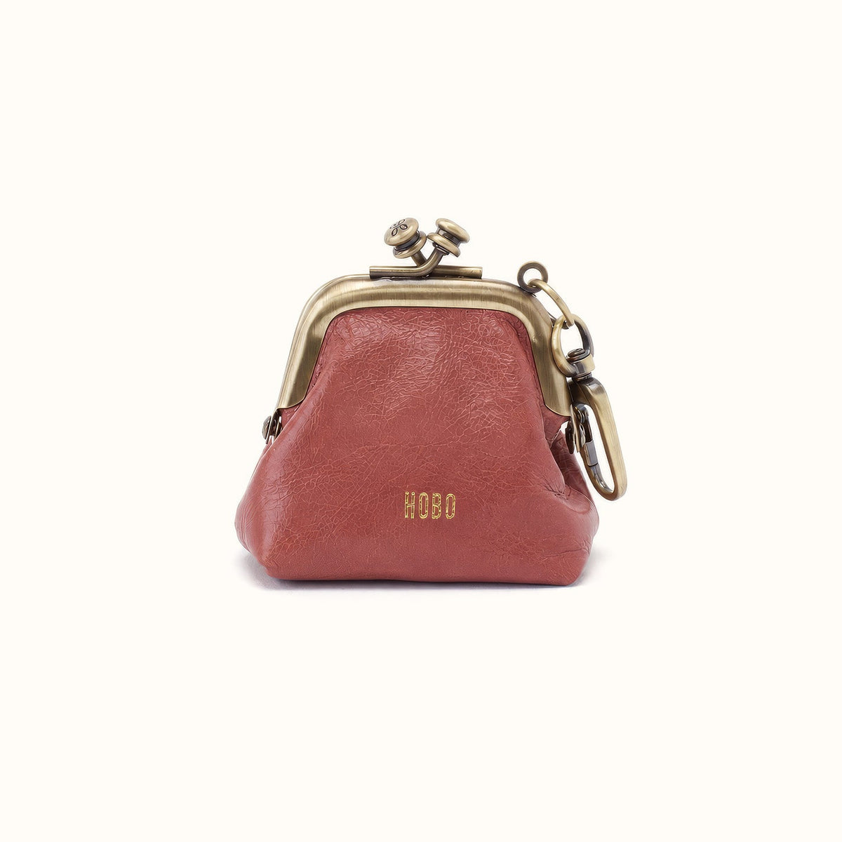Run Frame Pouch In Polished Leather - Rosewood