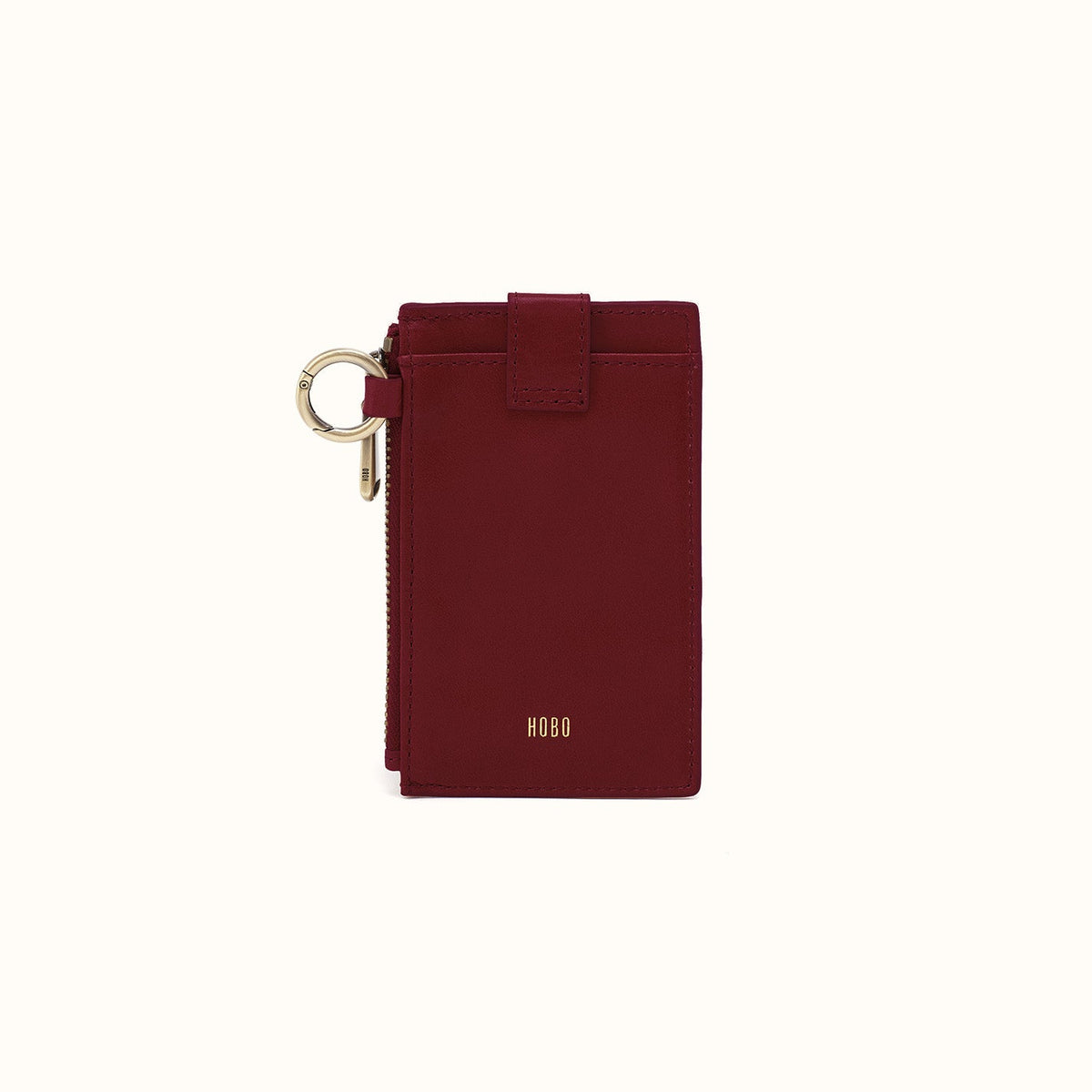 Ring Credit Card Wristlet in Polished Leather - Saddleberry
