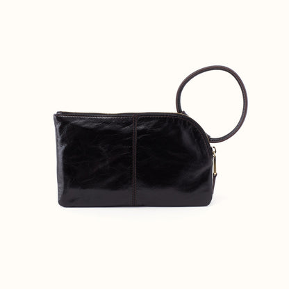 Sable Wristlet In Polished Leather - Black