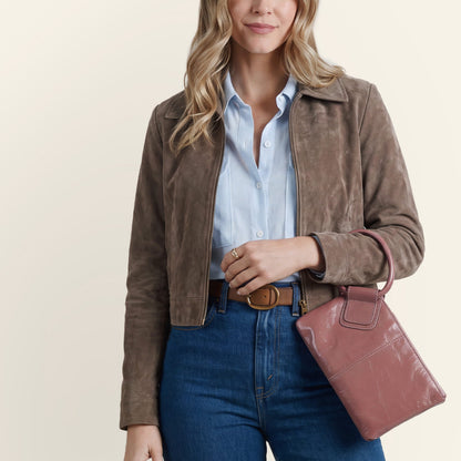Sable Wristlet In Polished Leather - Rosewood