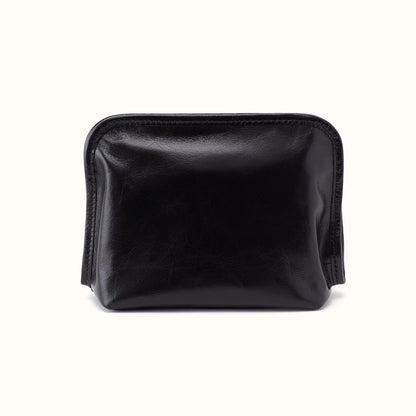 Beauty Cosmetic Pouch In Polished Leather - Black