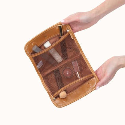 Beauty Cosmetic Pouch In Polished Leather - Natural