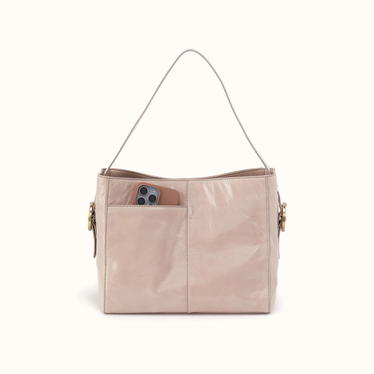 Render Shoulder Bag In Gloss Leather - Stone Gloss