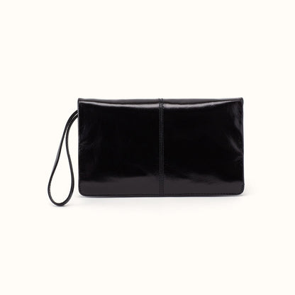 Evolve Wristlet In Polished Leather - Black
