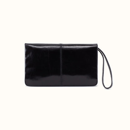 Evolve Wristlet In Polished Leather - Black