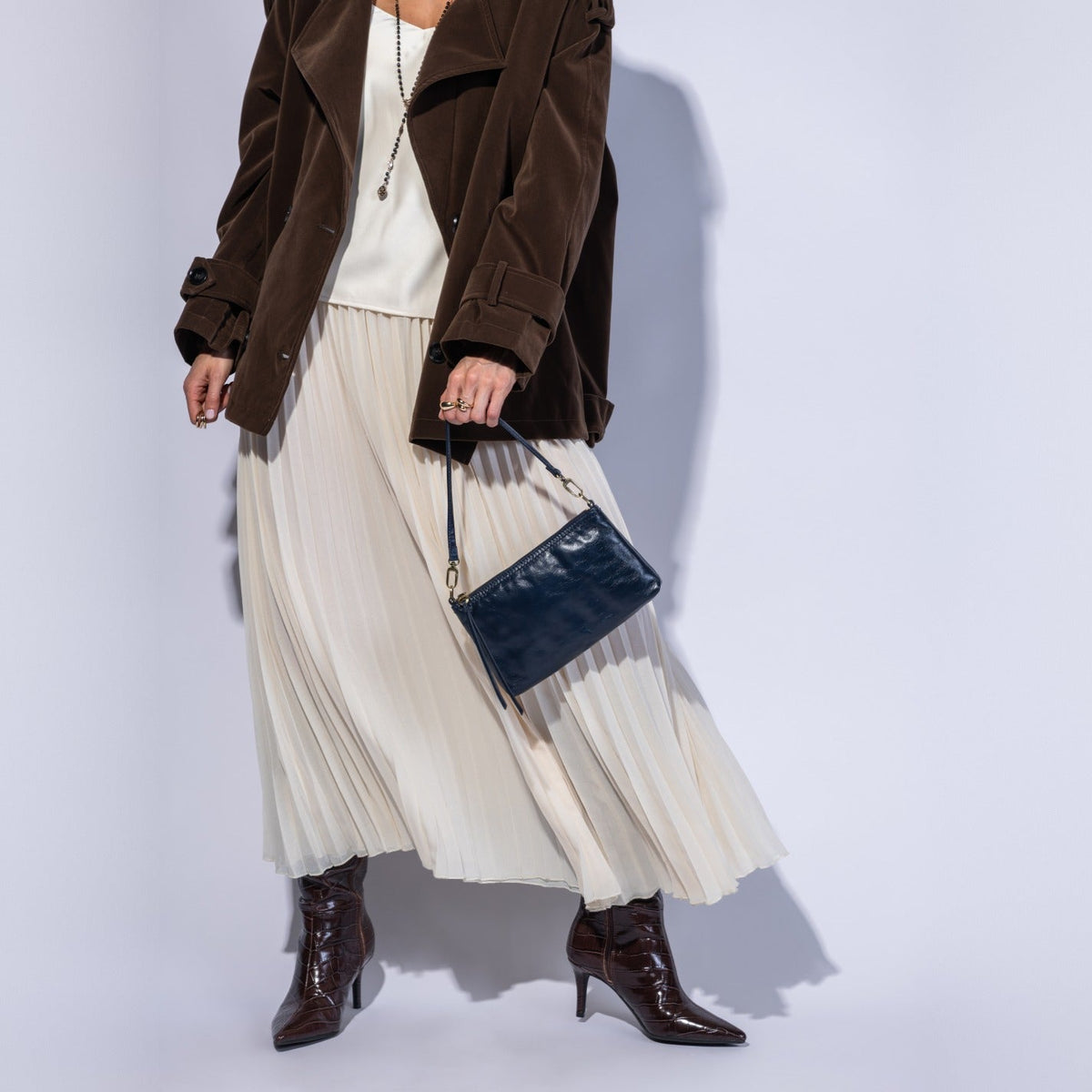 Darcy Crossbody In Polished Leather - Ink Navy
