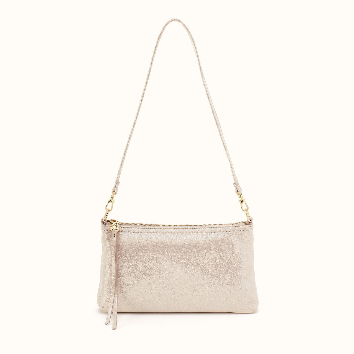 Darcy Crossbody In Metallic Leather - Sand Shimmer