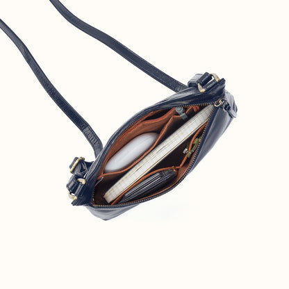Cambel Crossbody In Polished Leather - Ink Navy