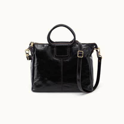 Sheila Medium Satchel In Polished Leather - Black