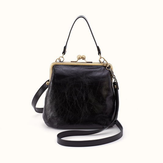 Alba Crossbody in Polished Leather - Black