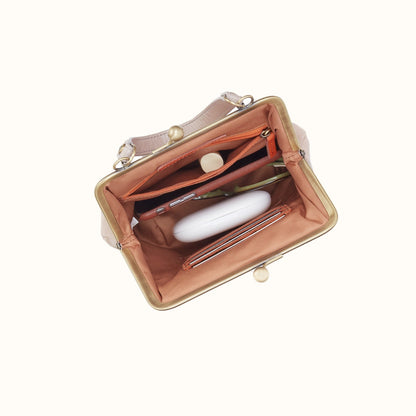 Alba Crossbody In Gloss Leather - Stone Gloss