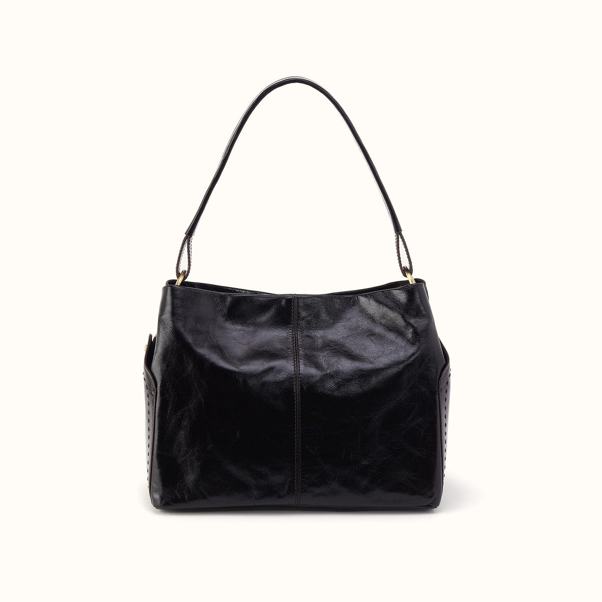Seneca Shoulder Bag In Polished Leather - Black